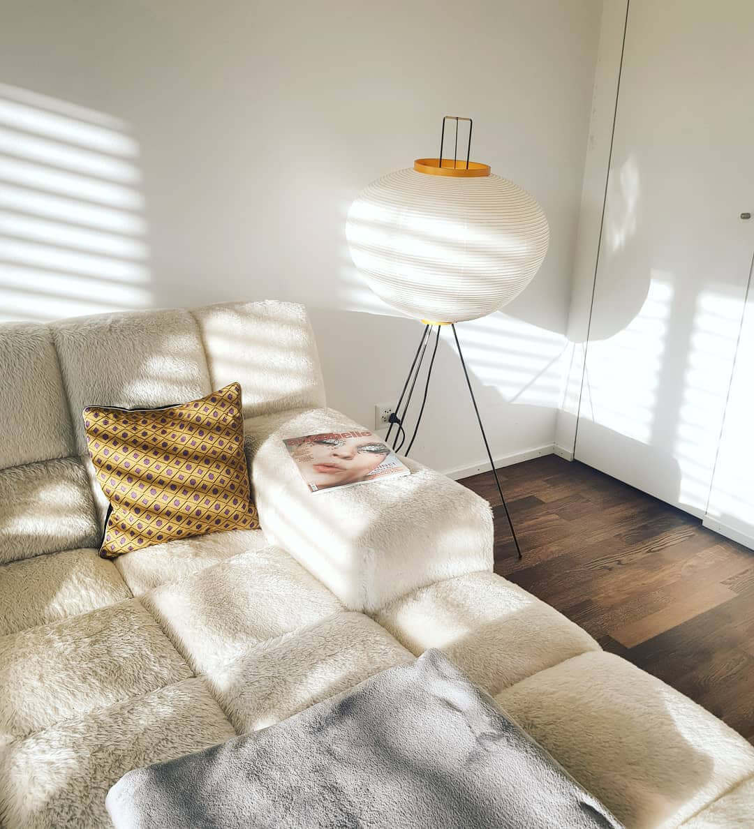 Lampa podłogowa papier ryżowy E27 stojąca metalowa do salonu i sypialni