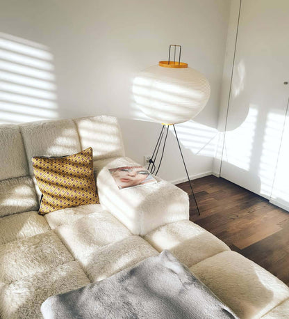 Lampa podłogowa papier ryżowy E27 stojąca metalowa do salonu i sypialni