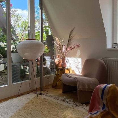 Lampa podłogowa papier ryżowy E27 stojąca metalowa do salonu i sypialni