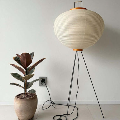 Lampa podłogowa papier ryżowy E27 stojąca metalowa do salonu i sypialni