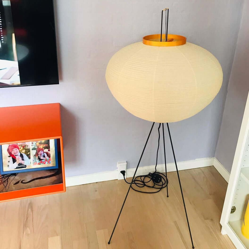 Lampa podłogowa papier ryżowy E27 stojąca metalowa do salonu i sypialni