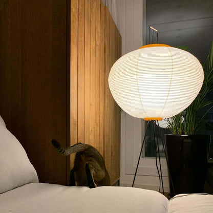 Lampa podłogowa papier ryżowy E27 stojąca metalowa do salonu i sypialni