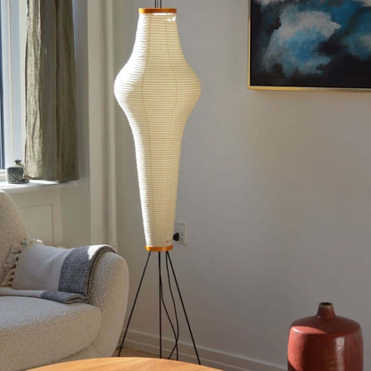 Lampa podłogowa papier ryżowy E27 stojąca metalowa do salonu i sypialni