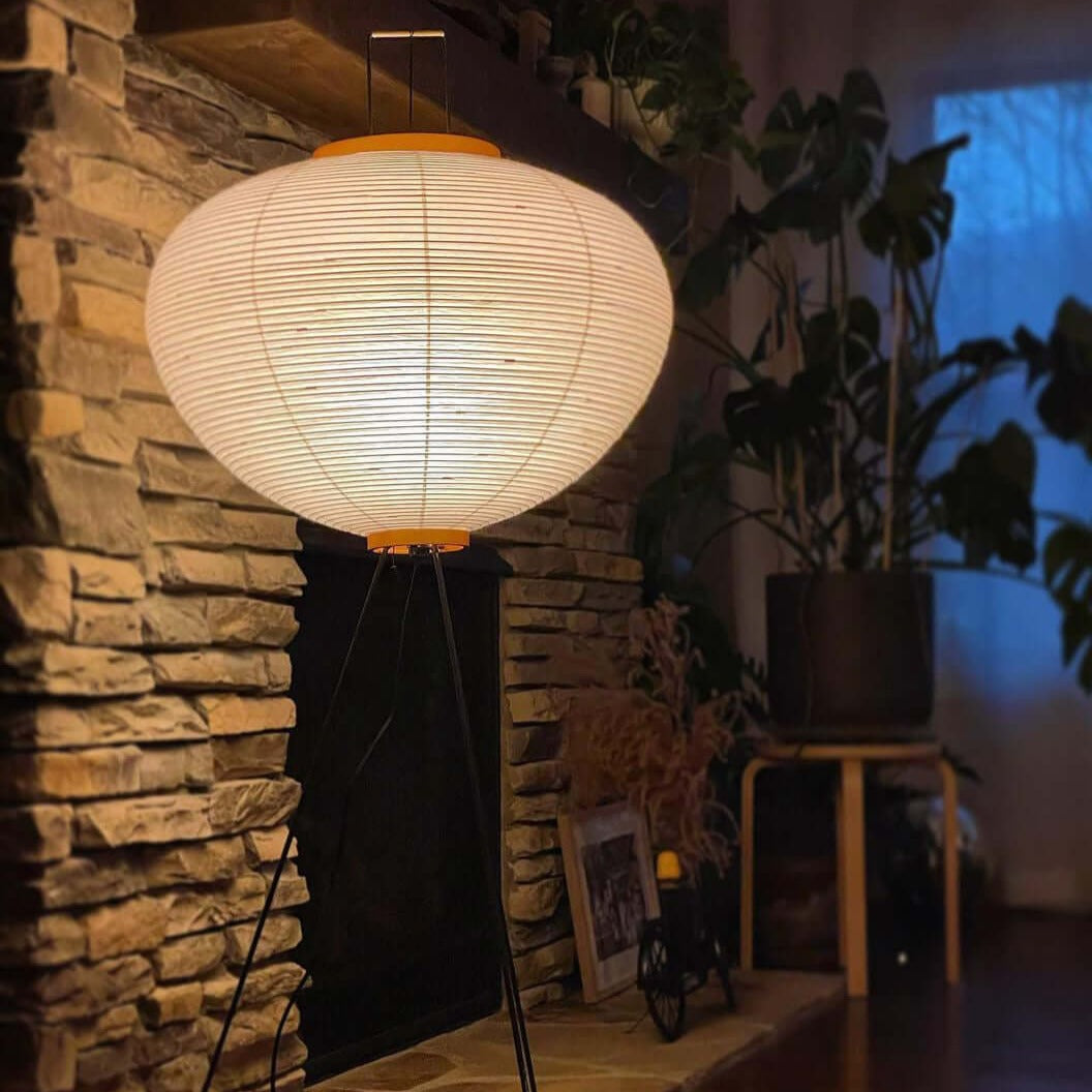 Lampa podłogowa papier ryżowy E27 stojąca metalowa do salonu i sypialni