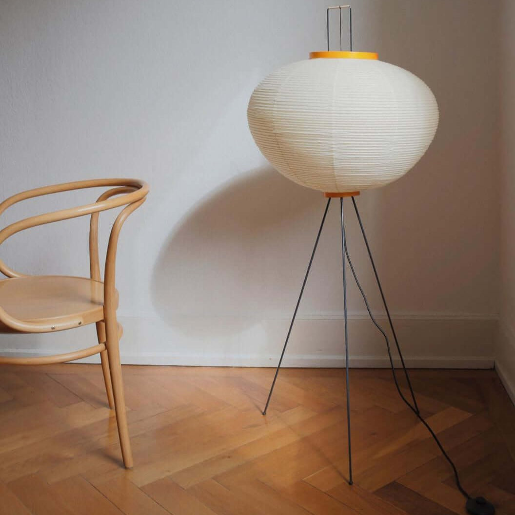 Lampa podłogowa papier ryżowy E27 stojąca metalowa do salonu i sypialni