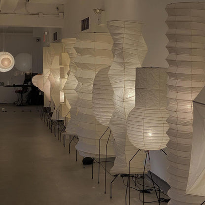 Lampa podłogowa papier ryżowy E27 stojąca metalowa do salonu i sypialni