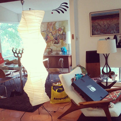 Lampa podłogowa papier ryżowy E27 stojąca metalowa do salonu i sypialni