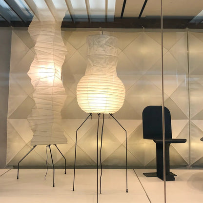 Lampa podłogowa papier ryżowy E27 stojąca metalowa do salonu i sypialni