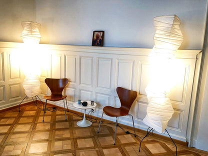 Lampa podłogowa papier ryżowy E27 stojąca metalowa do salonu i sypialni