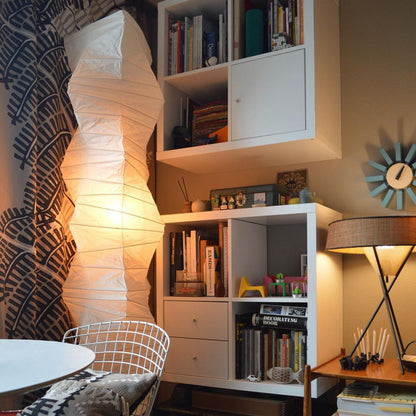 Lampa podłogowa papier ryżowy E27 stojąca metalowa do salonu i sypialni