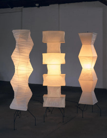 Lampa podłogowa papier ryżowy E27 stojąca metalowa do salonu i sypialni