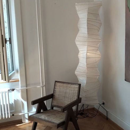 Lampa podłogowa papier ryżowy E27 stojąca metalowa do salonu i sypialni
