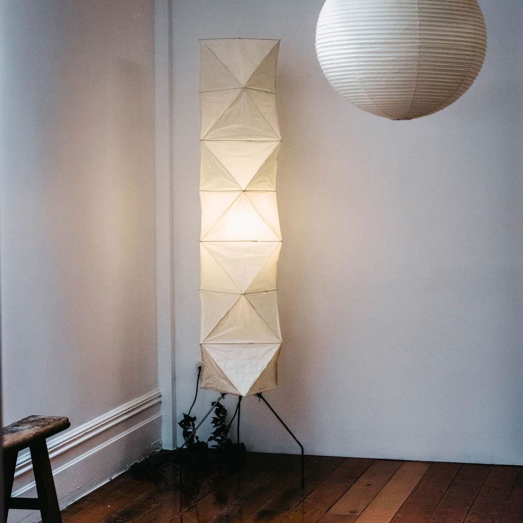 Lampa podłogowa papier ryżowy E27 stojąca metalowa do salonu i sypialni