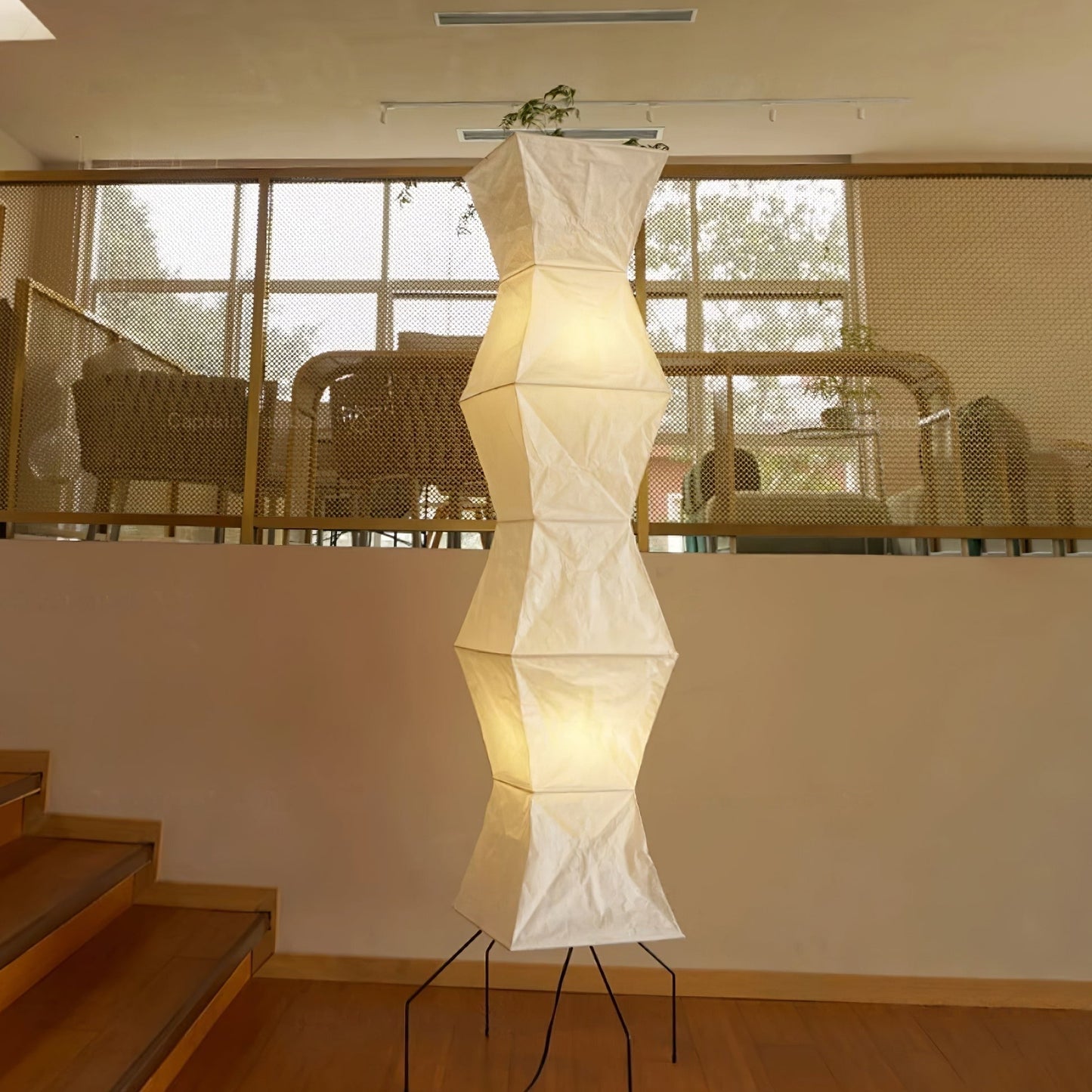 Lampa podłogowa papier ryżowy E27 stojąca metalowa do salonu i sypialni