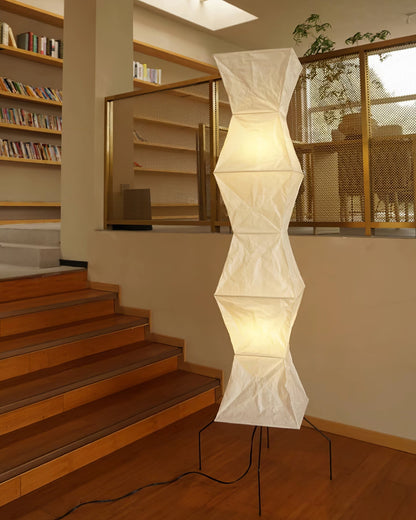 Lampa podłogowa papier ryżowy E27 stojąca metalowa do salonu i sypialni