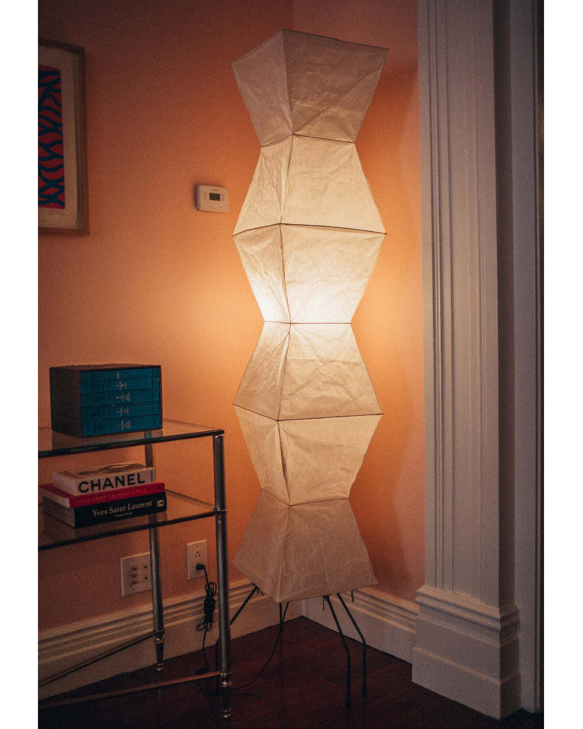Lampa podłogowa papier ryżowy E27 stojąca metalowa do salonu i sypialni