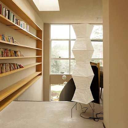 Lampa podłogowa papier ryżowy E27 stojąca metalowa do salonu i sypialni