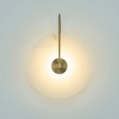 Alabaster wall light with a round shade