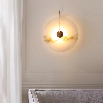 Alabaster wall light with a round shade