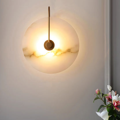 Alabaster wall light with a round shade
