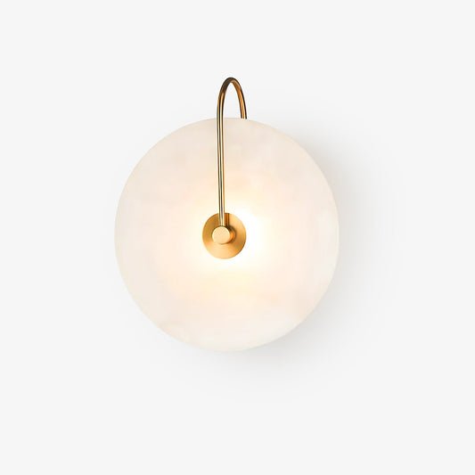 Alabaster wall light with a round shade