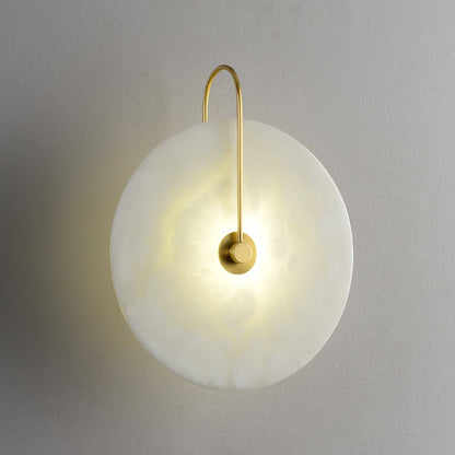 Alabaster wall light with a round shade
