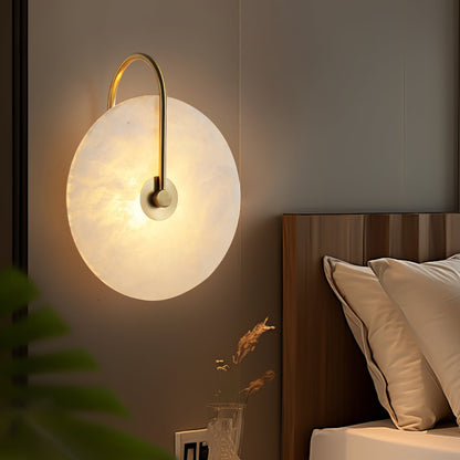 Alabaster wall light with a round shade