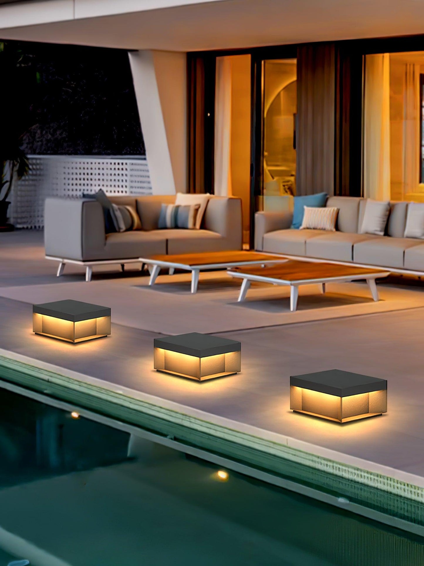 Zwarte doos lantaarnpaal voor buitenZewnętrzna lampa ogrodowa LED z obudową metalowo-akrylową i stopniem ochrony IP65