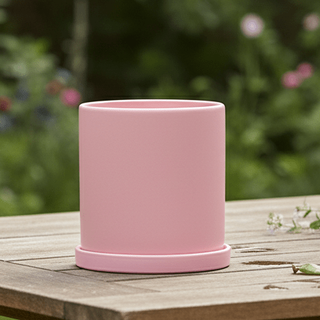 Pot en céramique avec soucoupe