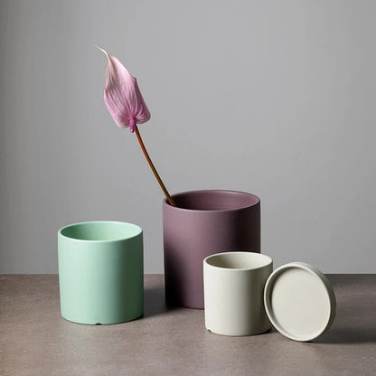 Ceramiczna Doniczka z Podstawką i Otworem Odpływowym do Roślin Domowych