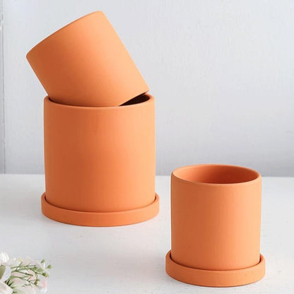 Ceramiczna Doniczka z Podstawką i Otworem Odpływowym do Roślin Domowych