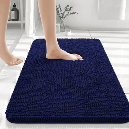 Non-slip chenille bathroom mat