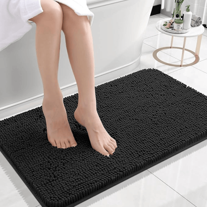 Non-slip chenille bathroom mat