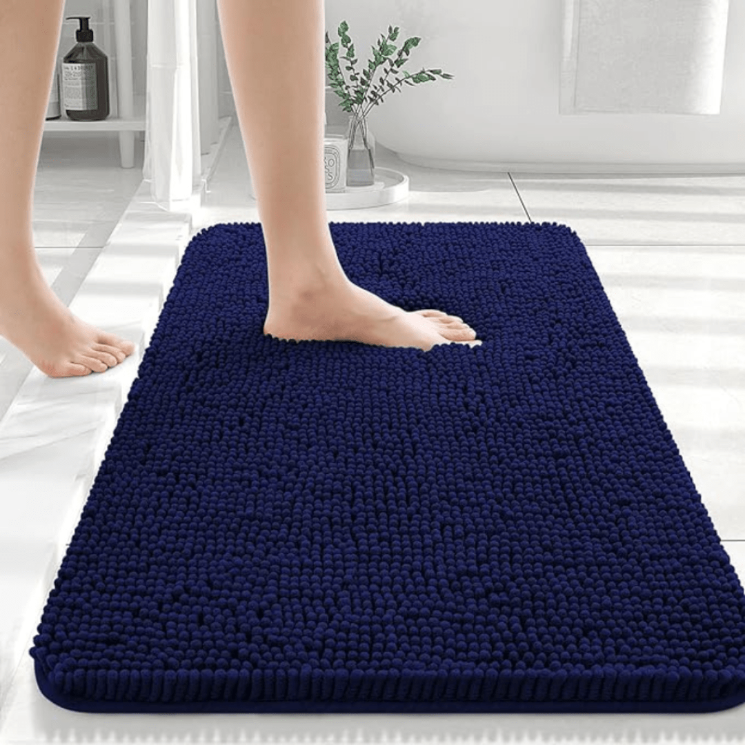 Non-slip chenille bathroom mat