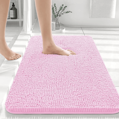 Non-slip chenille bathroom mat