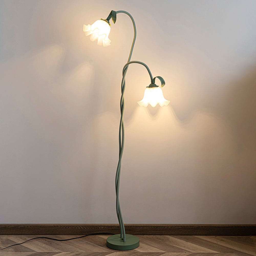 Lampa podłogowa LED E27 z motywem kwiatowym 2–3 punkty świetlne do salonu