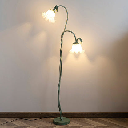 Lampa podłogowa LED E27 z motywem kwiatowym 2–3 punkty świetlne do salonu