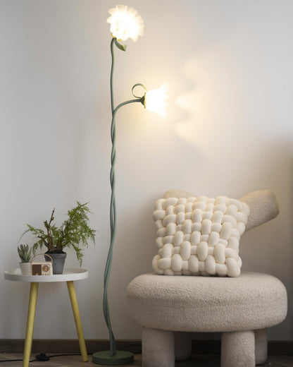 Lampa podłogowa LED E27 z motywem kwiatowym 2–3 punkty świetlne do salonu