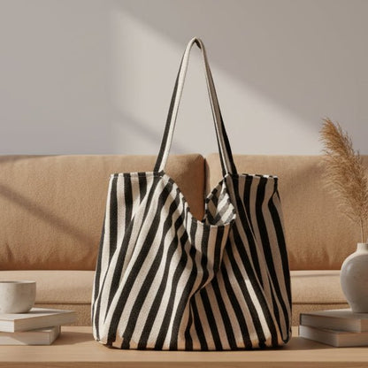 Torba Tote w Paski z Długimi Ramiączkami do Codziennego Użytku