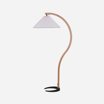 Lampa podłogowa z drewnem bukowym i metalową konstrukcją z gwintem E27
