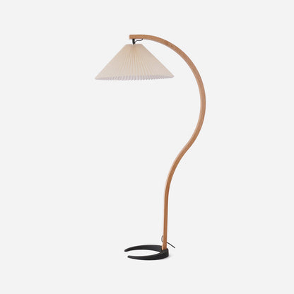 Lampa podłogowa z drewnem bukowym i metalową konstrukcją z gwintem E27