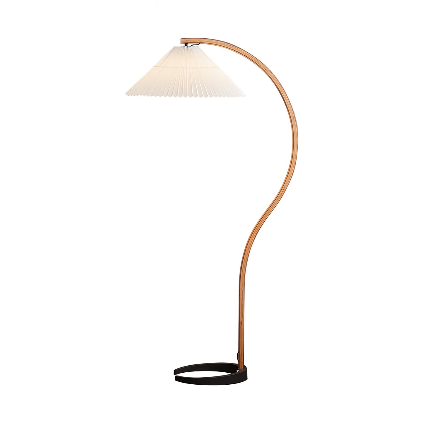 Lampa podłogowa z drewnem bukowym i metalową konstrukcją z gwintem E27