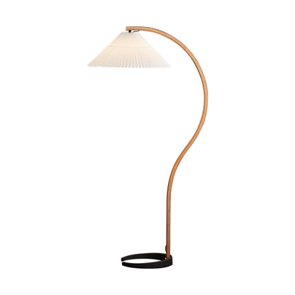 Lampa podłogowa z drewnem bukowym i metalową konstrukcją z gwintem E27