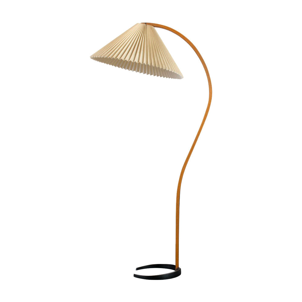 Lampa podłogowa z drewnem bukowym i metalową konstrukcją z gwintem E27