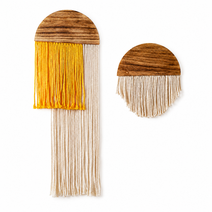 Décoration murale en macramé avec franges (2 pièces)