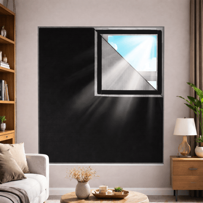 Blackout curtain with hook-and-loop fastening