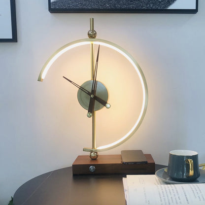 Lampa stołowa LED z ładowaniem bezprzewodowym Qi i wbudowanym zegarem