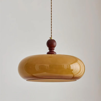 Lampe suspendue avec abat-jour ambré