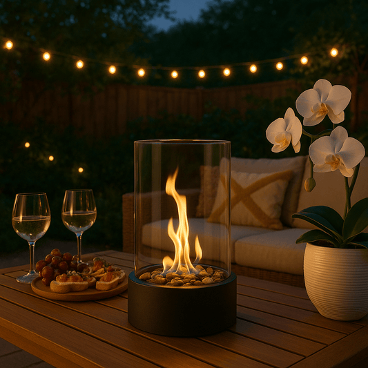 Cheminée de table au bioéthanol pour l’intérieur et le jardin