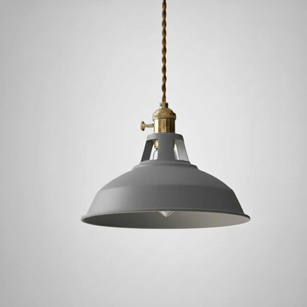 Lampa Wisząca z Metalowym Kloszem E26 i Regulowaną Długością Zawieszenia